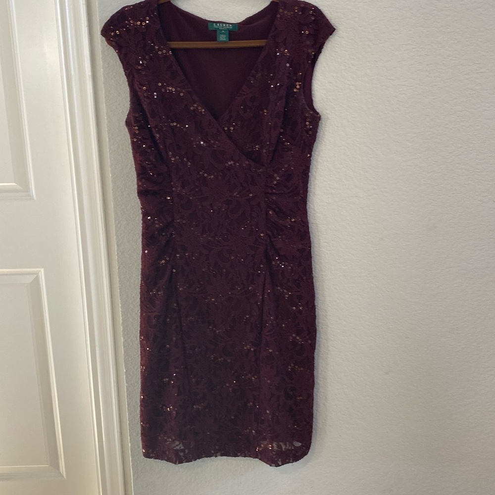 Lauren Ralph Lauren Burgundy Midi Dress